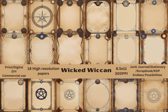 18 Hi-res 8.5x11 Wiccan Themed Papers: A Practical Guide for the Thoughtful Crafter and Designer