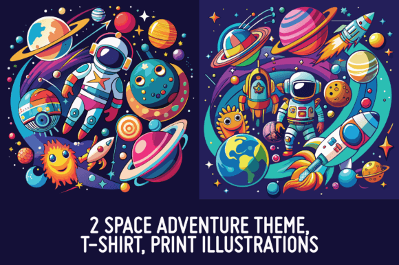 2 Space Adventure Theme Illustrations