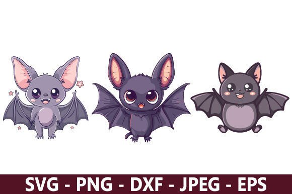 Adorable Bat SVG Bundle: Cute Vector Graphics for Creative Projects