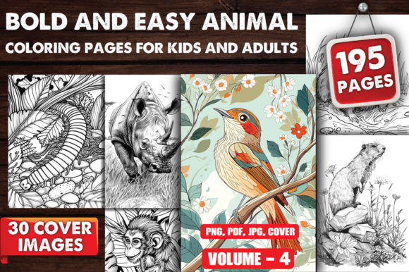 Bold and Easy Animal Coloring Pages V-04 for Designers