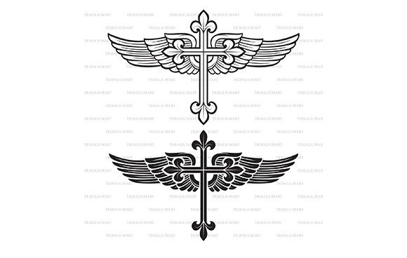 Christian Cross and Wings: A Symbol of Faith and Freedom in Digital Design