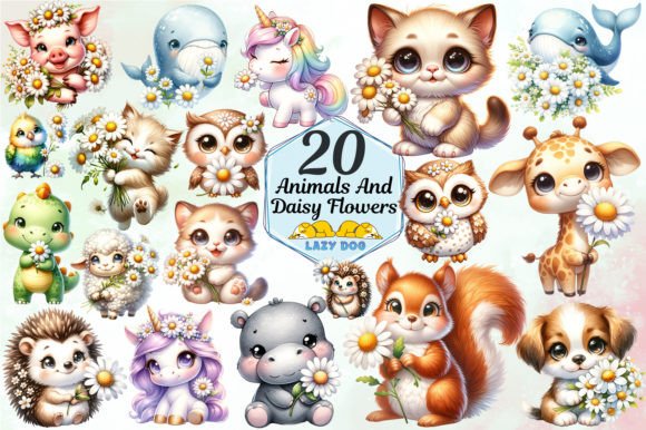 Exploring the Creative Versatility of the Cute Animals Daisy Flowers Design Set