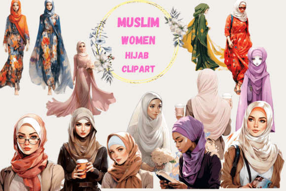 Fashion Muslim Women Hijab Clipart: A Creative Resource for Modern Design