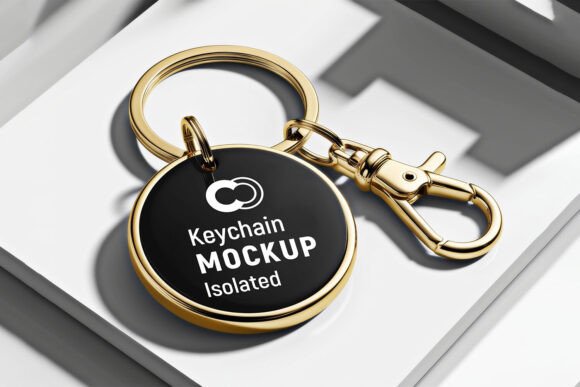 Showcase Designs with a Golden Keychain Mockup