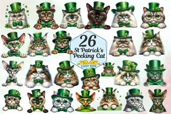 St Patrick’s Day Peeking Cats Clipart: A Playful Design Tool