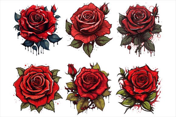 Watercolor Red Rose Floral Bouquet Guide