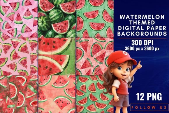 Watermelon Themed Digital Paper for Design Projects